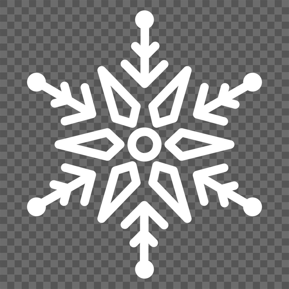 Png white single snowflake icon, transparent background