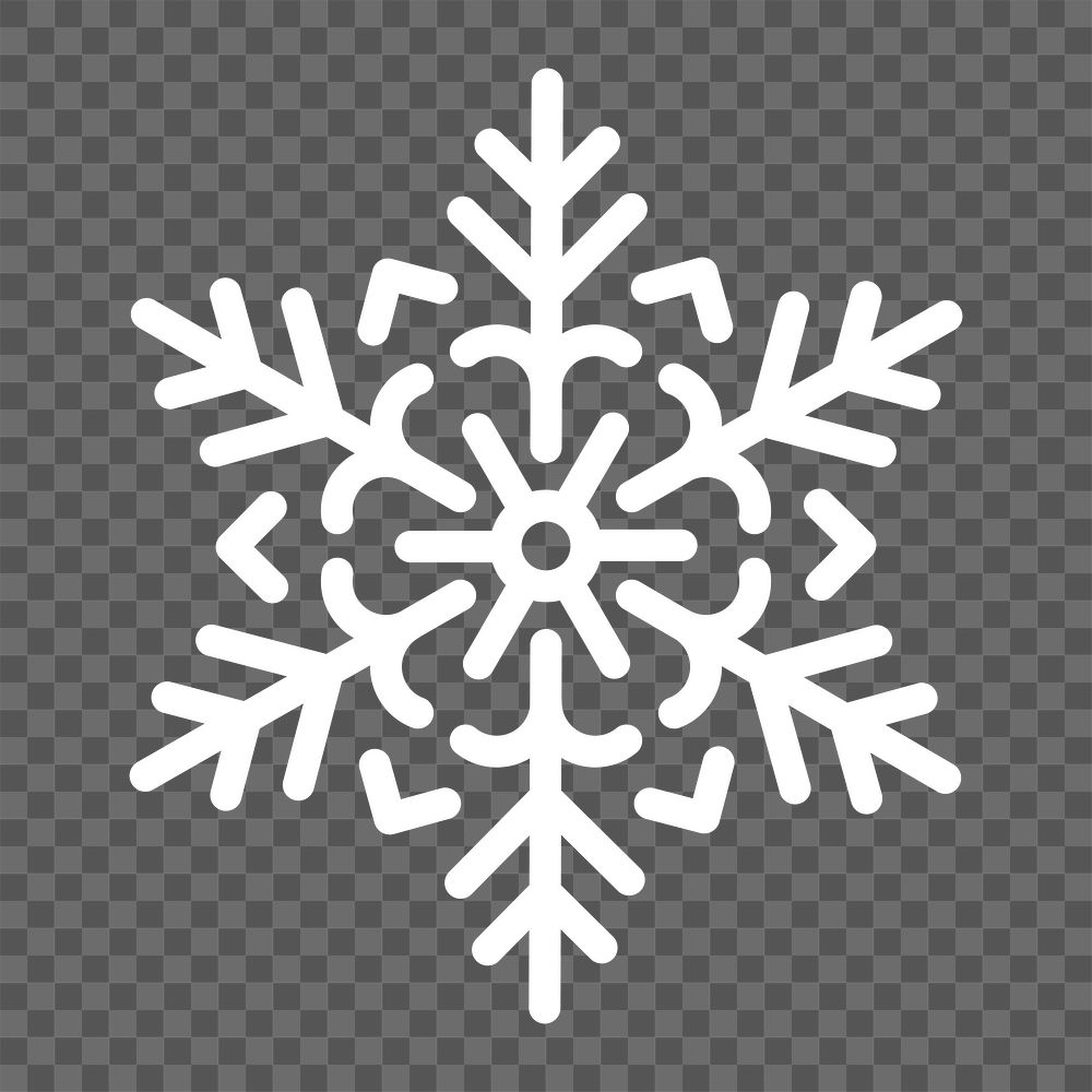 Png white single snowflake icon, transparent background