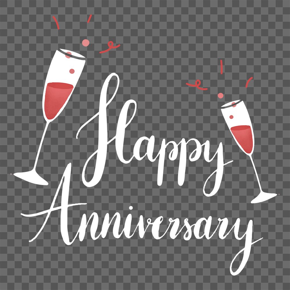 Happy Anniversary typography png, transparent background