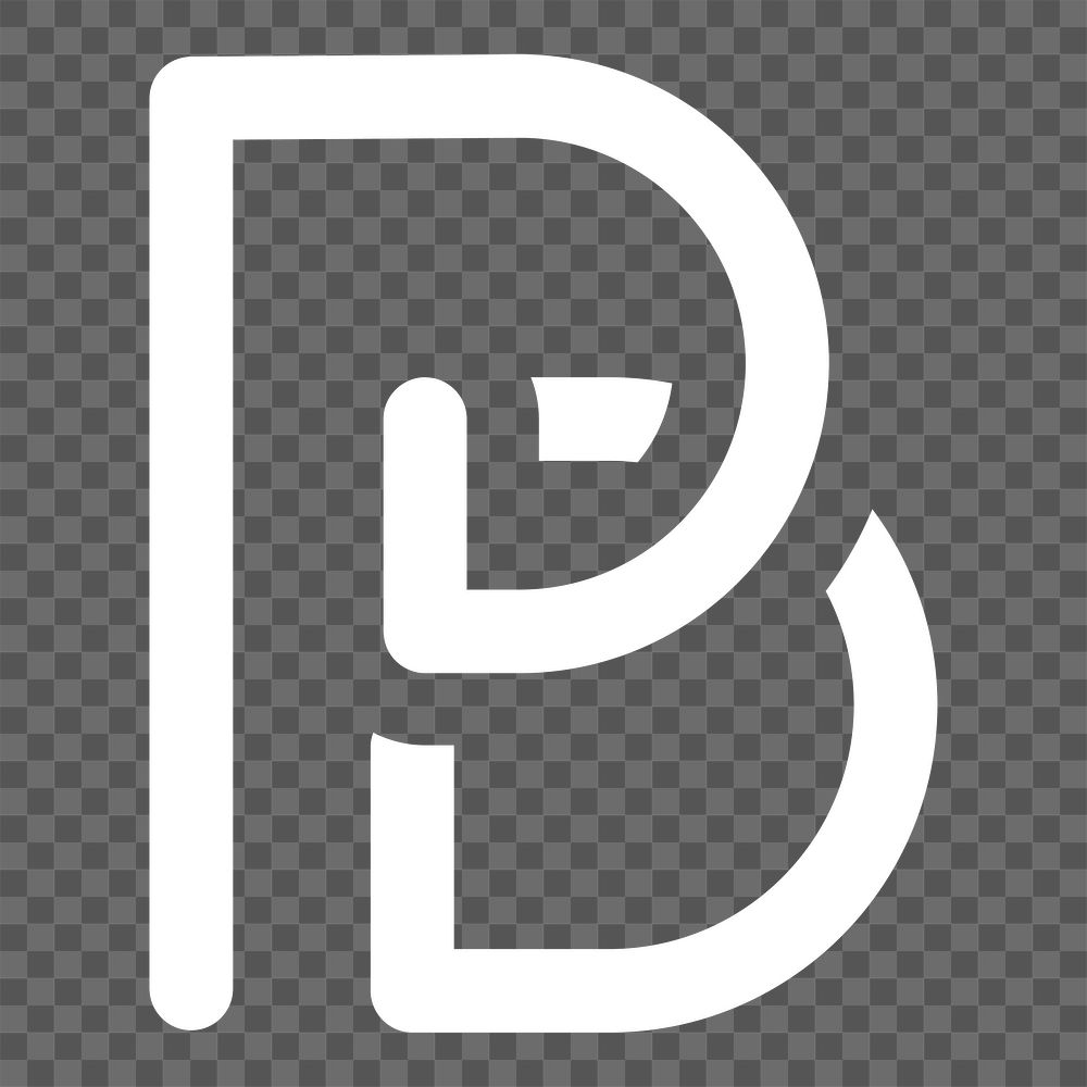 Png Retro white letter B element, transparent background