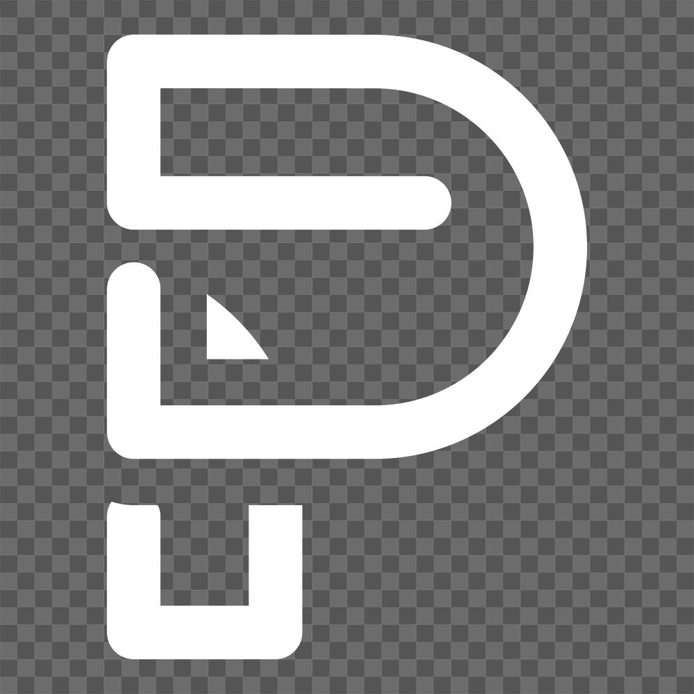 Png Retro white letter P element, transparent background