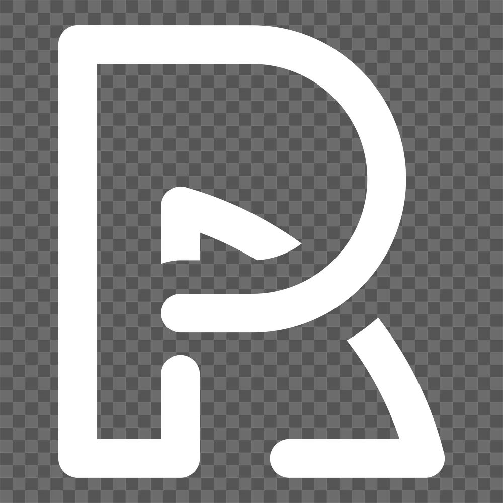 Png Retro white letter R element, transparent background