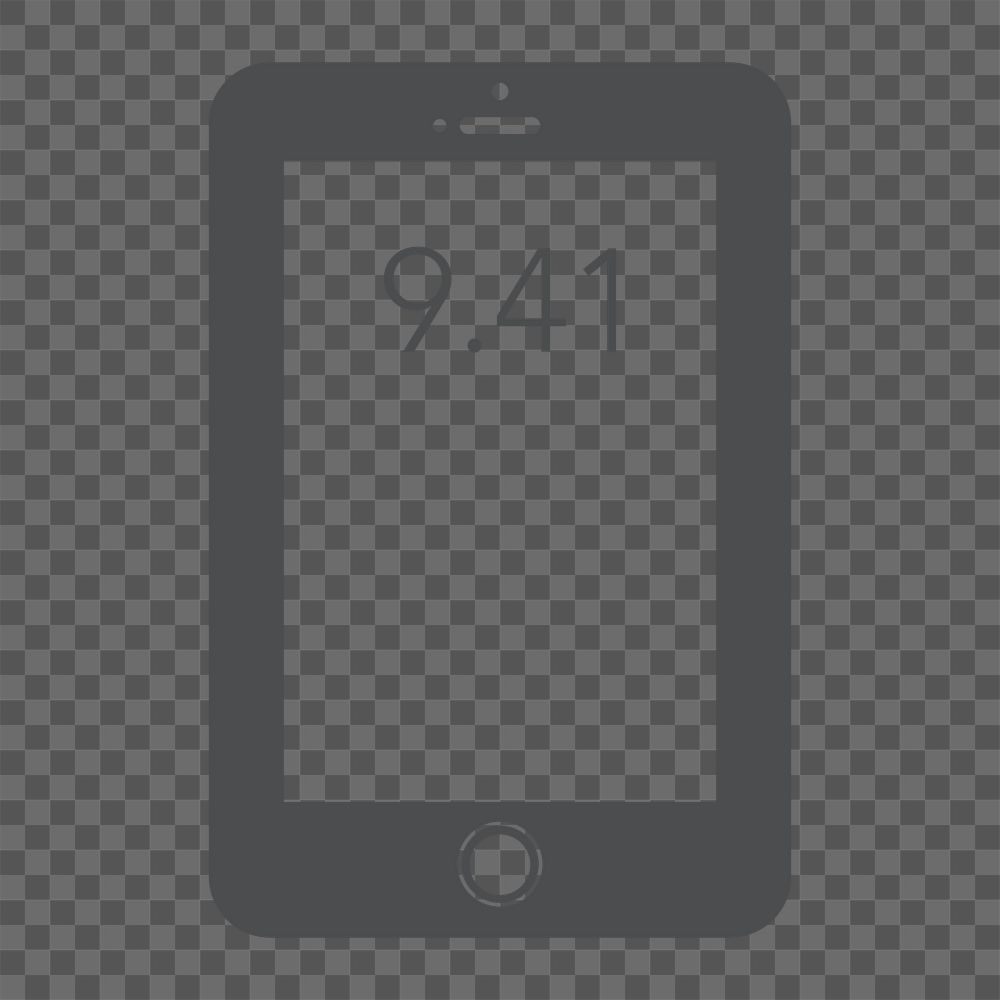Mobile phone icon png, line art illustration on  transparent background 
