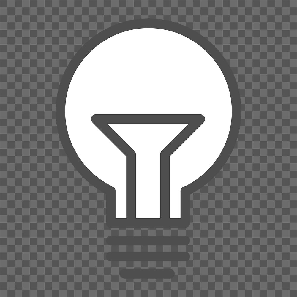 Light bulb icon png, line art illustration on  transparent background 