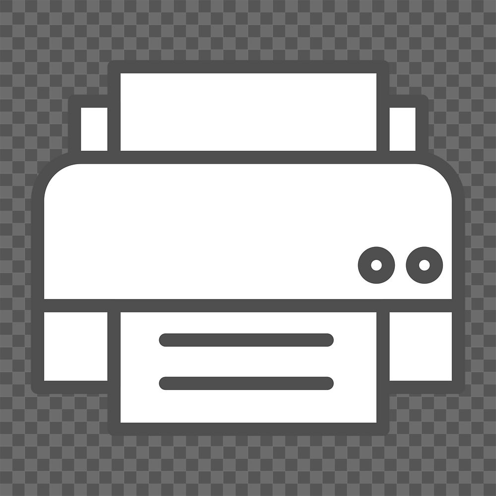 Printer icon png, line art illustration on transparent background