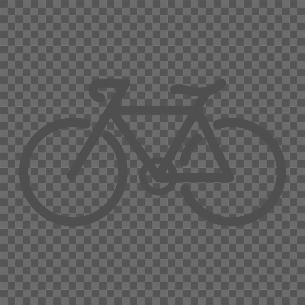 Bicycle icon png, line art illustration on transparent background