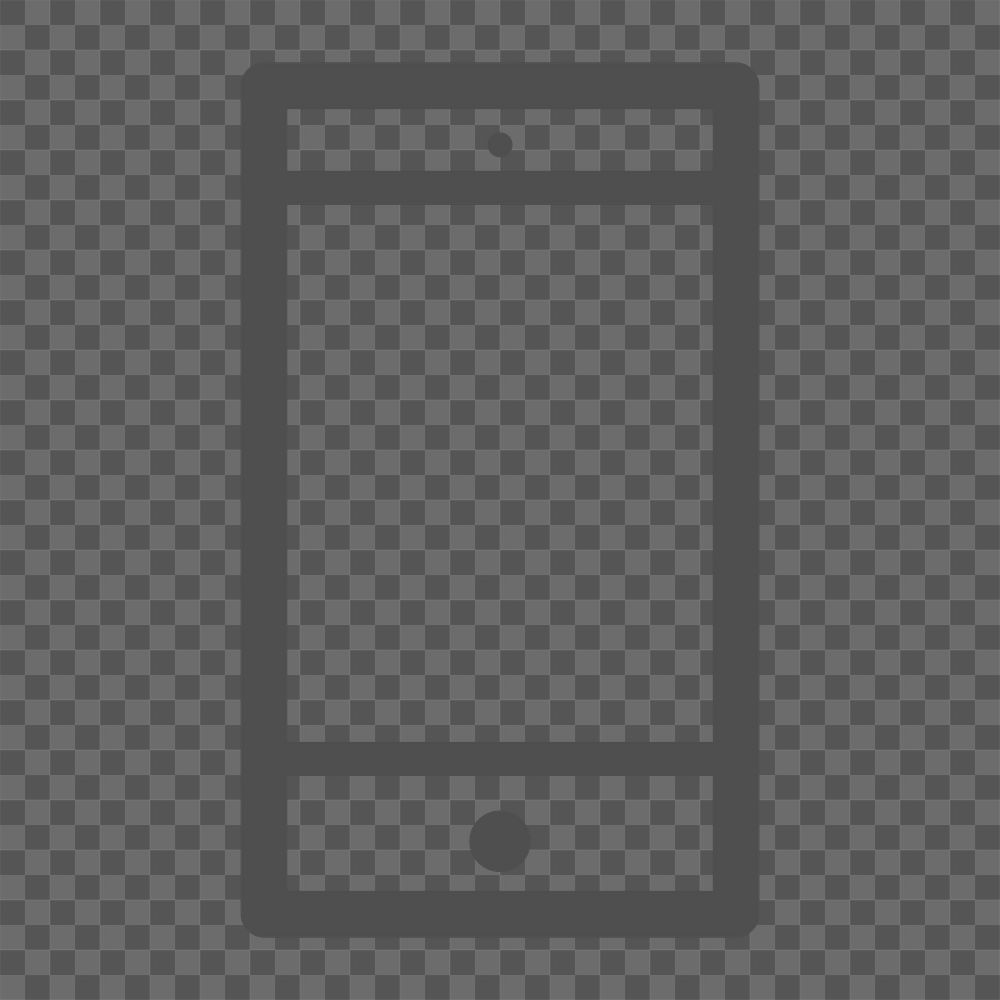 Mobile phone icon png, line art illustration on transparent background 