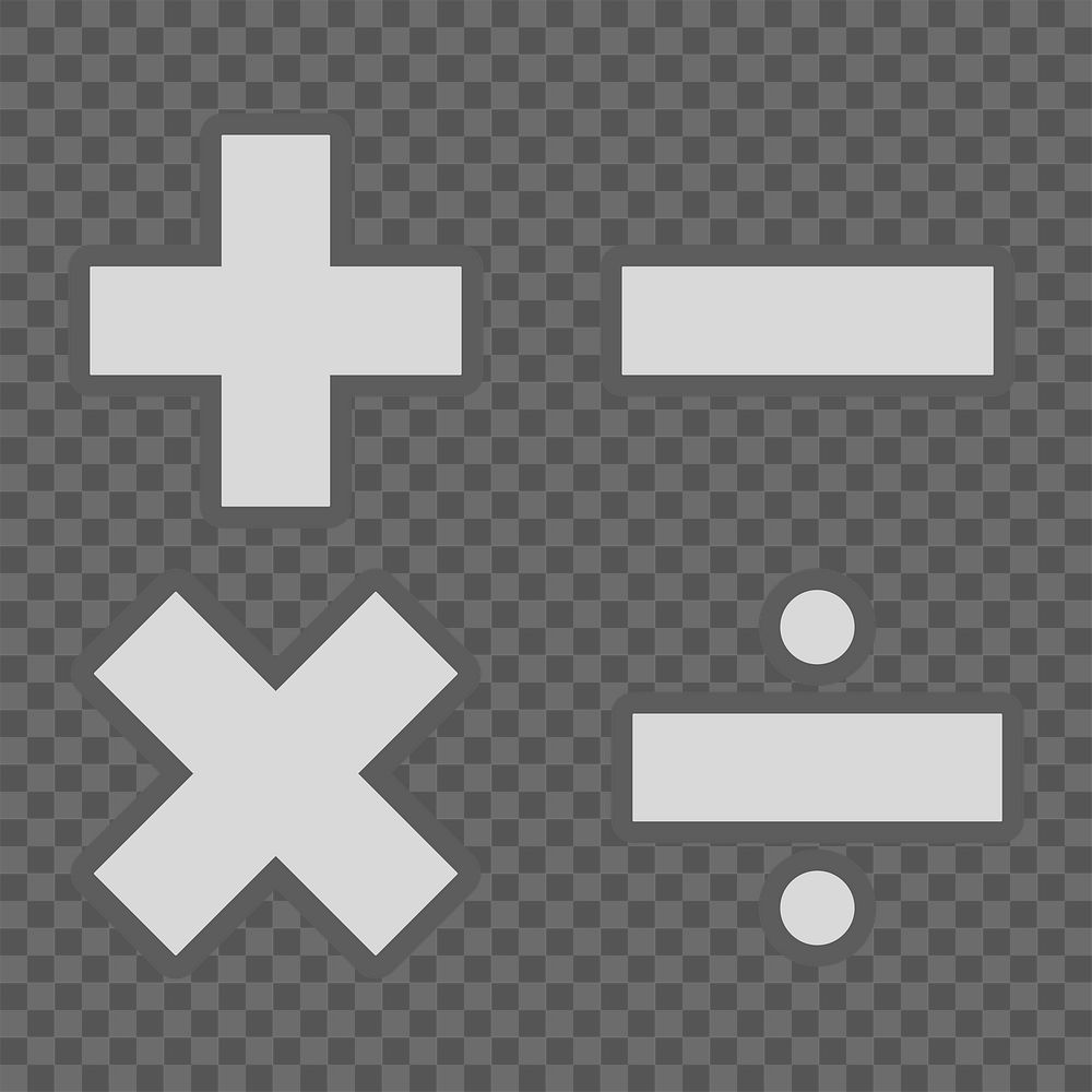Mathematic symbols icon png, transparent background 