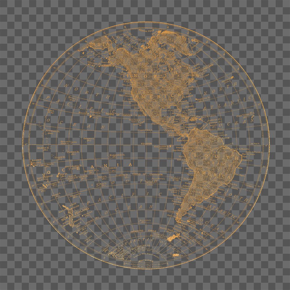 Vintage global map png illustration, transparent background