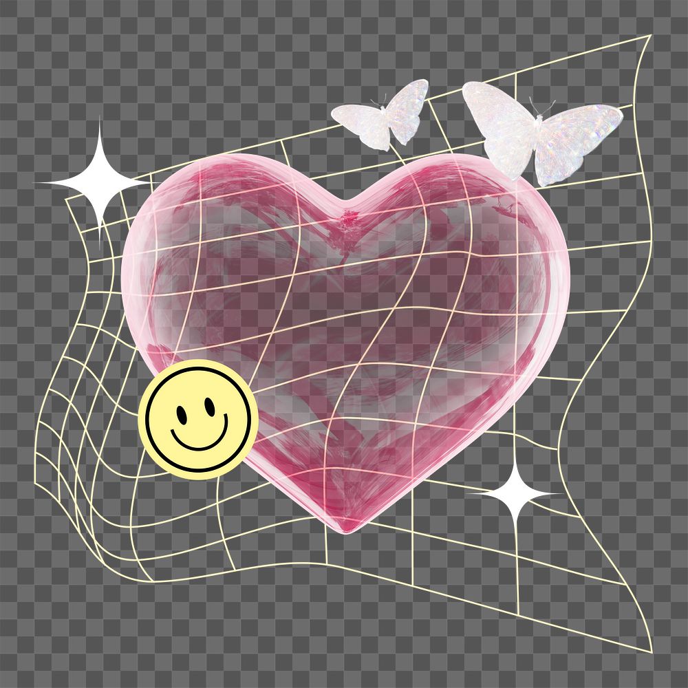 Pink glossy heart png sticker, transparent background