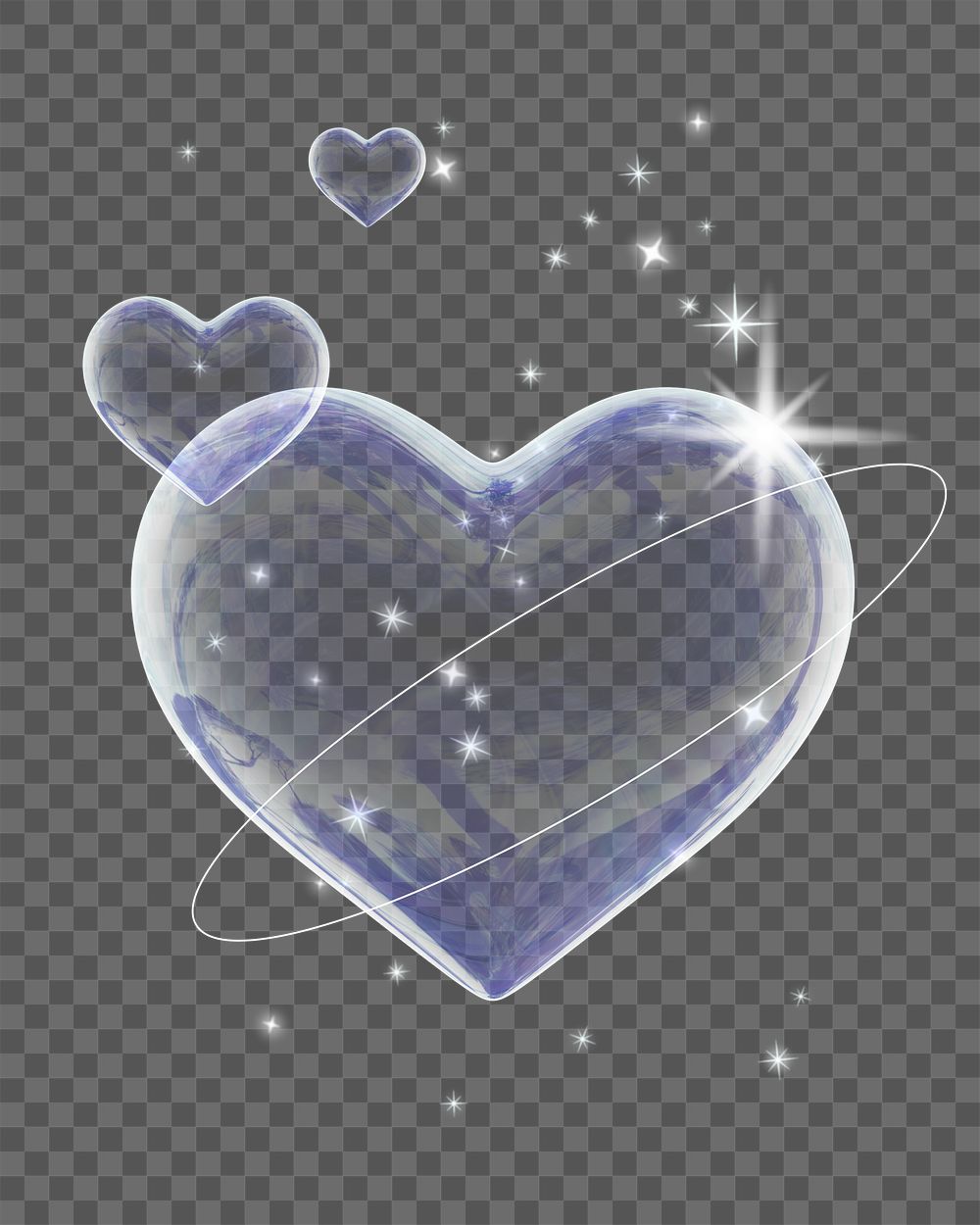 Glossy hearts png sticker, aesthetic design, transparent background
