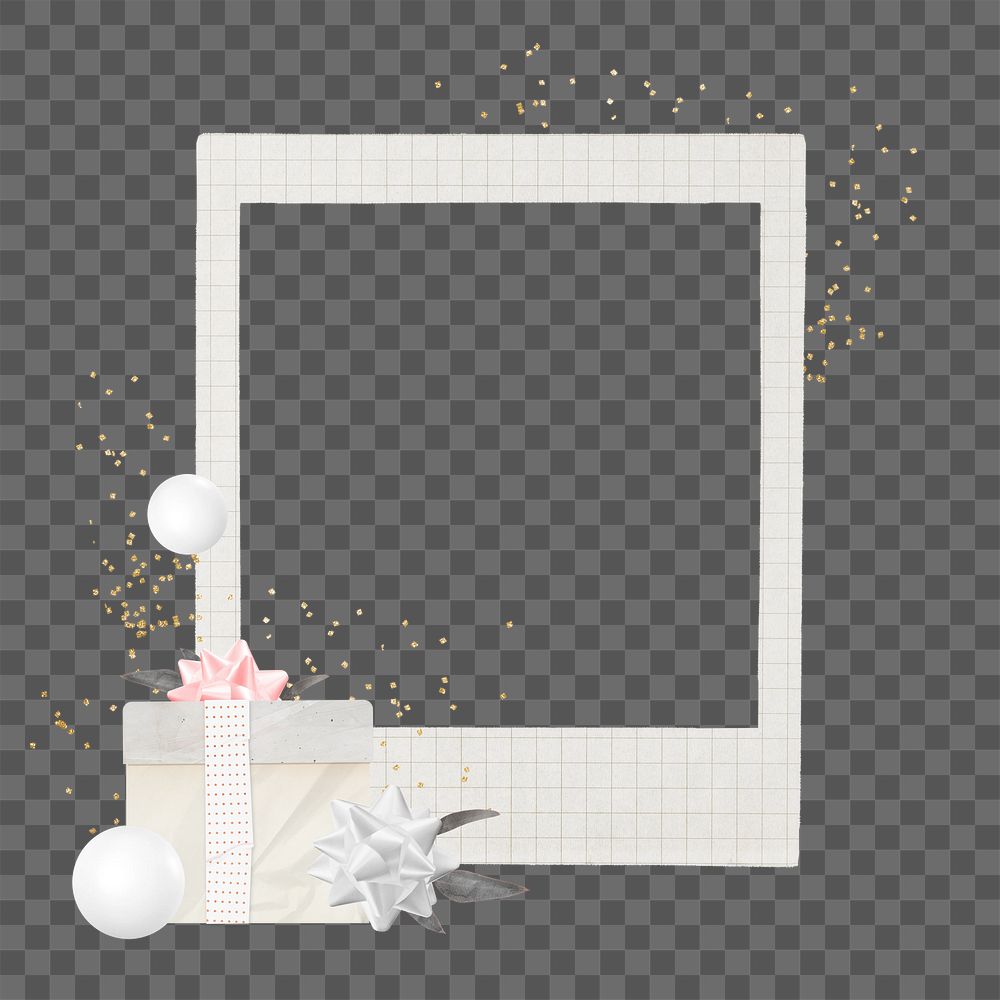Birthday gift png frame, retro instant film on transparent background
