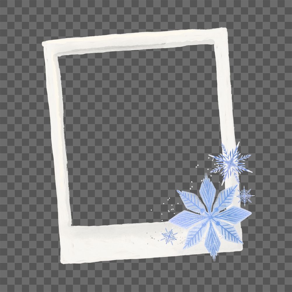 Winter aesthetic png frame, retro instant film on transparent background