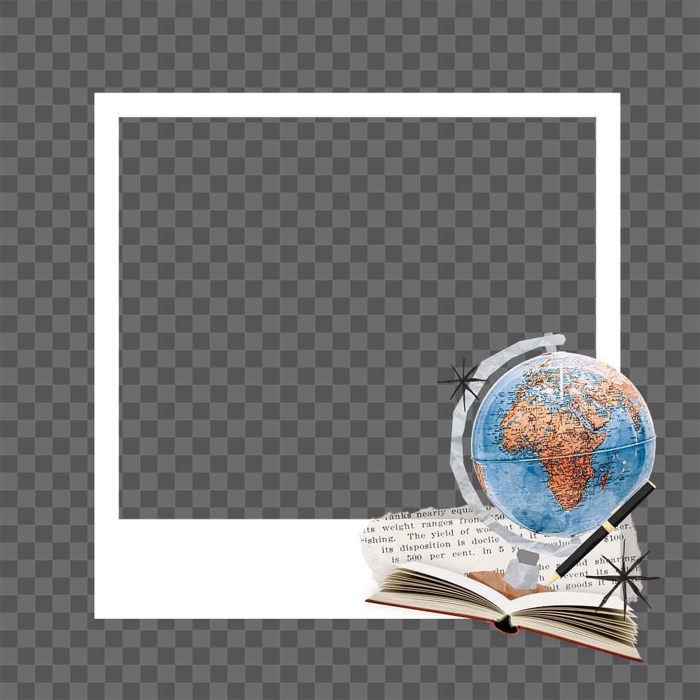 Education aesthetic png frame, retro instant film on transparent background