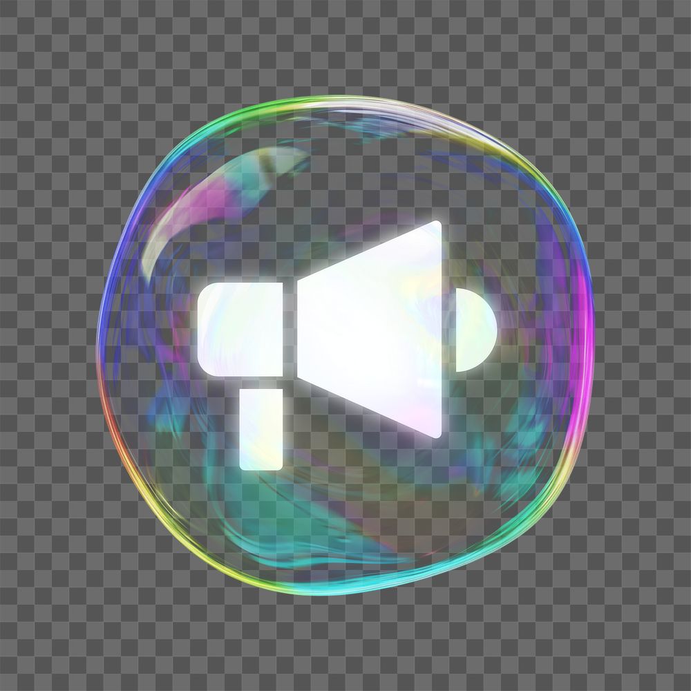 Bubble megaphone png digital remix, transparent background