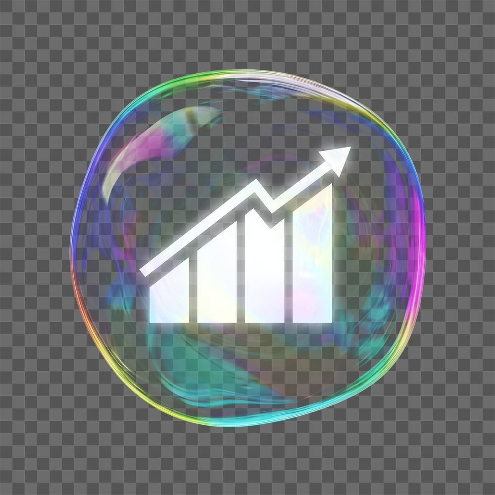 Growth arrow bubble png element, transparent background