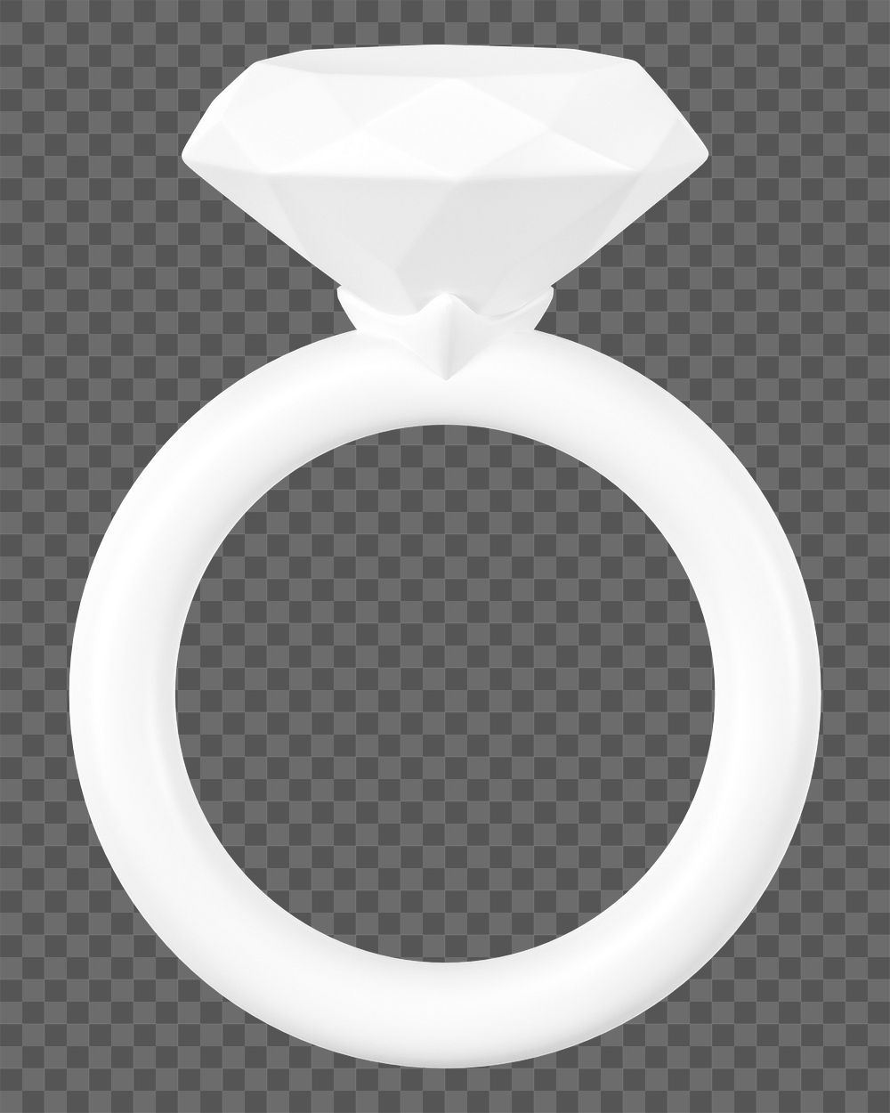 White diamond ring png 3D jewelry, transparent background