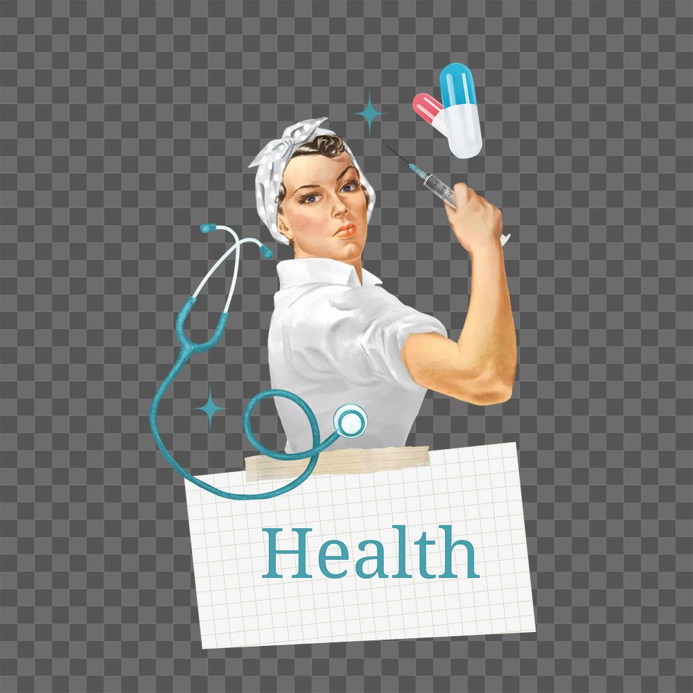 Health png word, collage art on transparent background. Remixed by rawpixel.