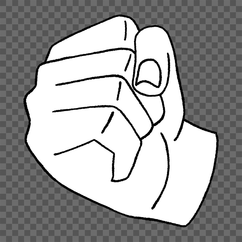 Png white clenched fist illustration, transparent background