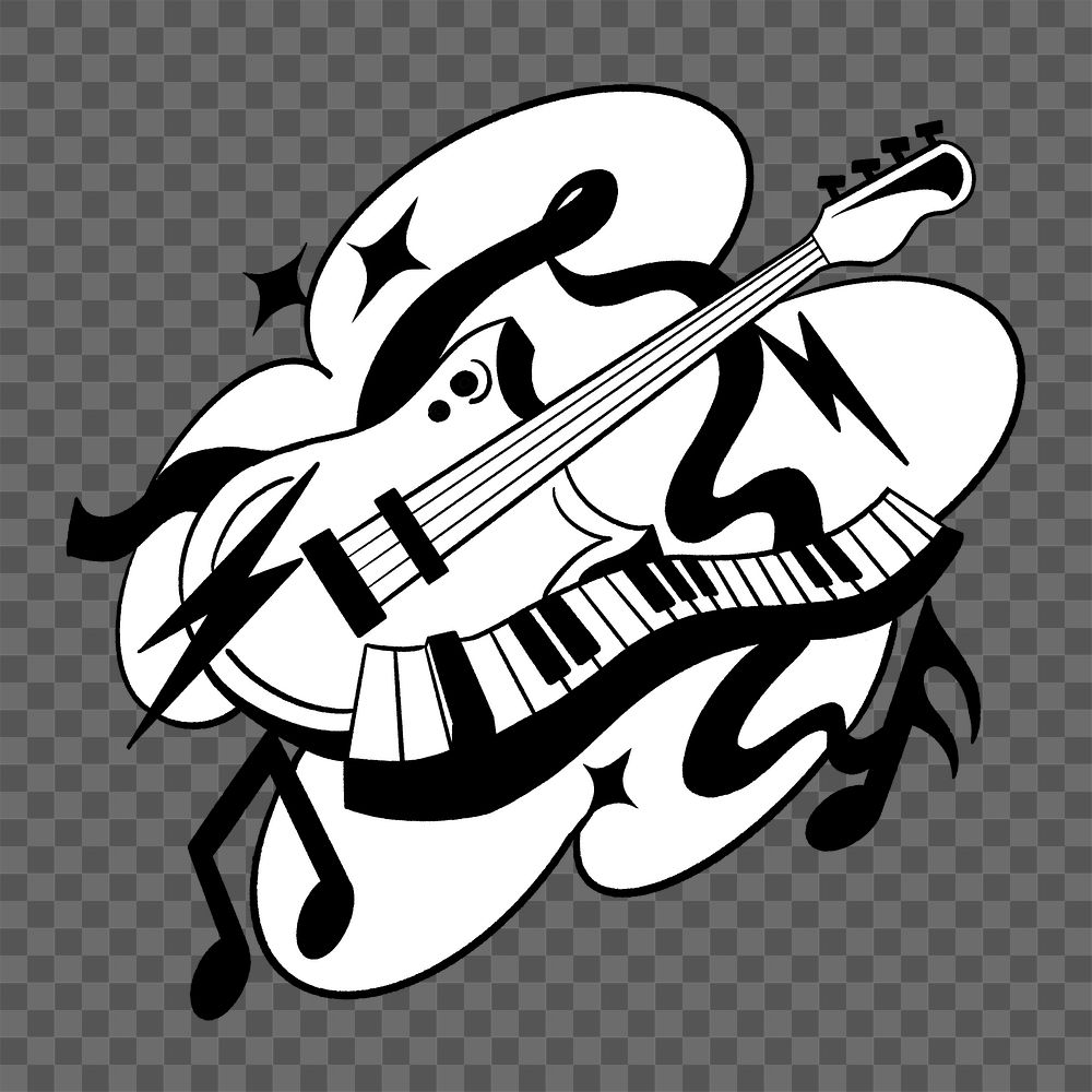 Png guitar & keyboard  illustration, transparent background