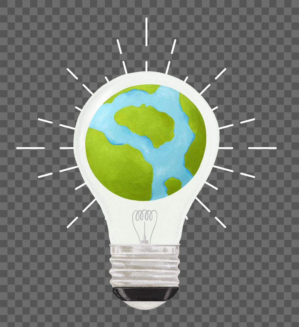Globe png light bulb, sustainable energy, environment remix, transparent background