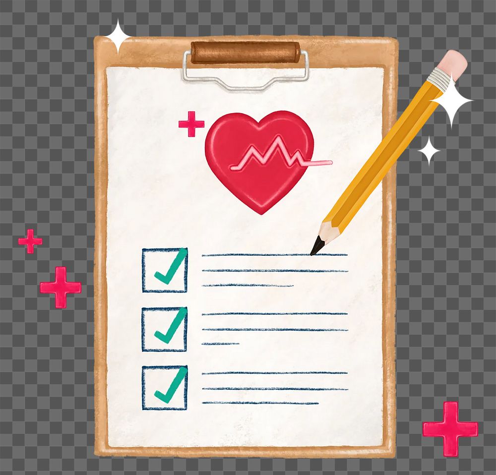 Health check-up checklist png, transparent background