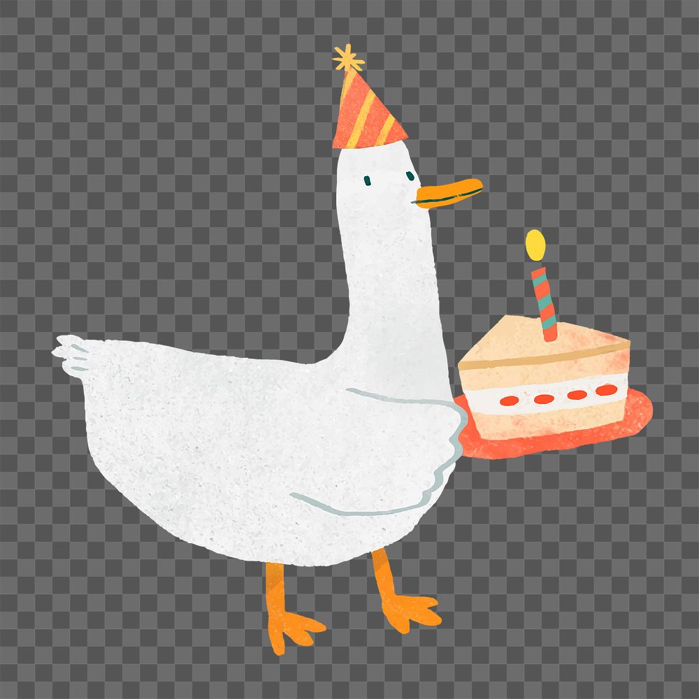 Cute duck birthday png clipart, transparent background