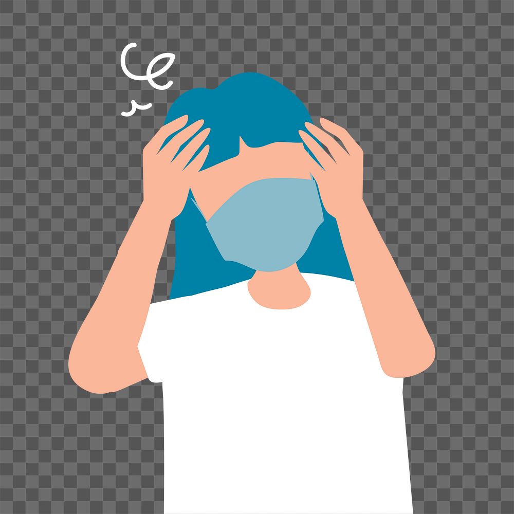 Headache woman png illustration, transparent background