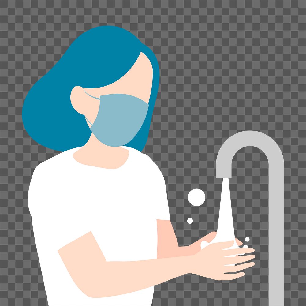 Woman washing her hands png illustration, transparent background