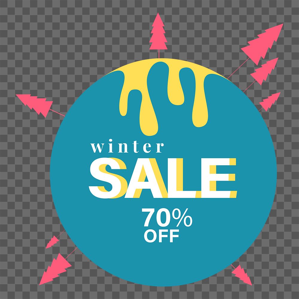 Png 70% off SALE badge element, transparent background