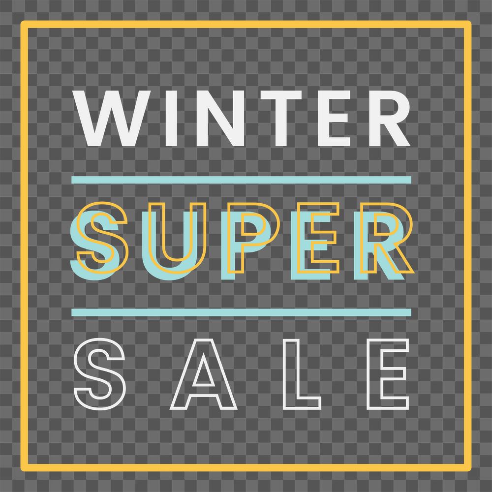 Png Winter super sale badge element, transparent background