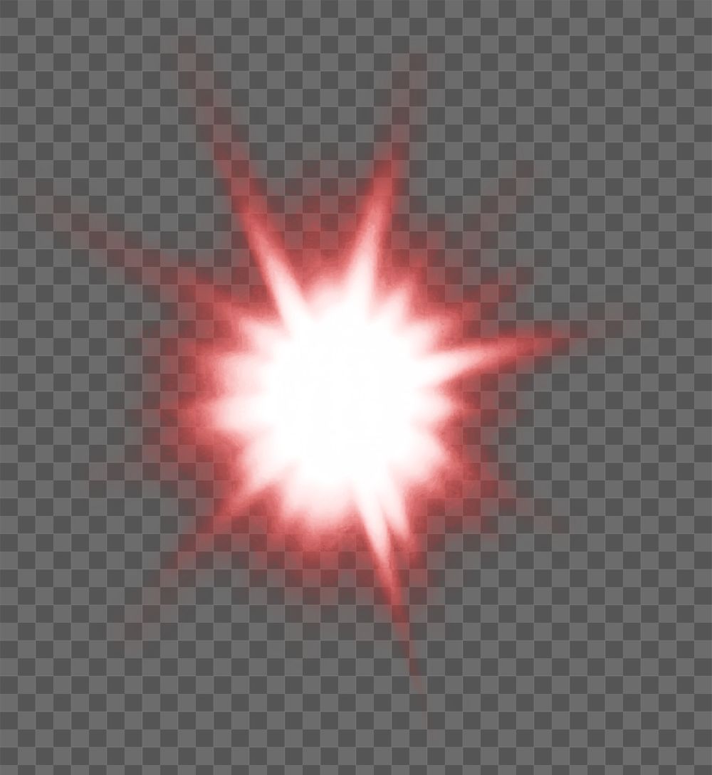 Sunburst png red light effect sticker, transparent background