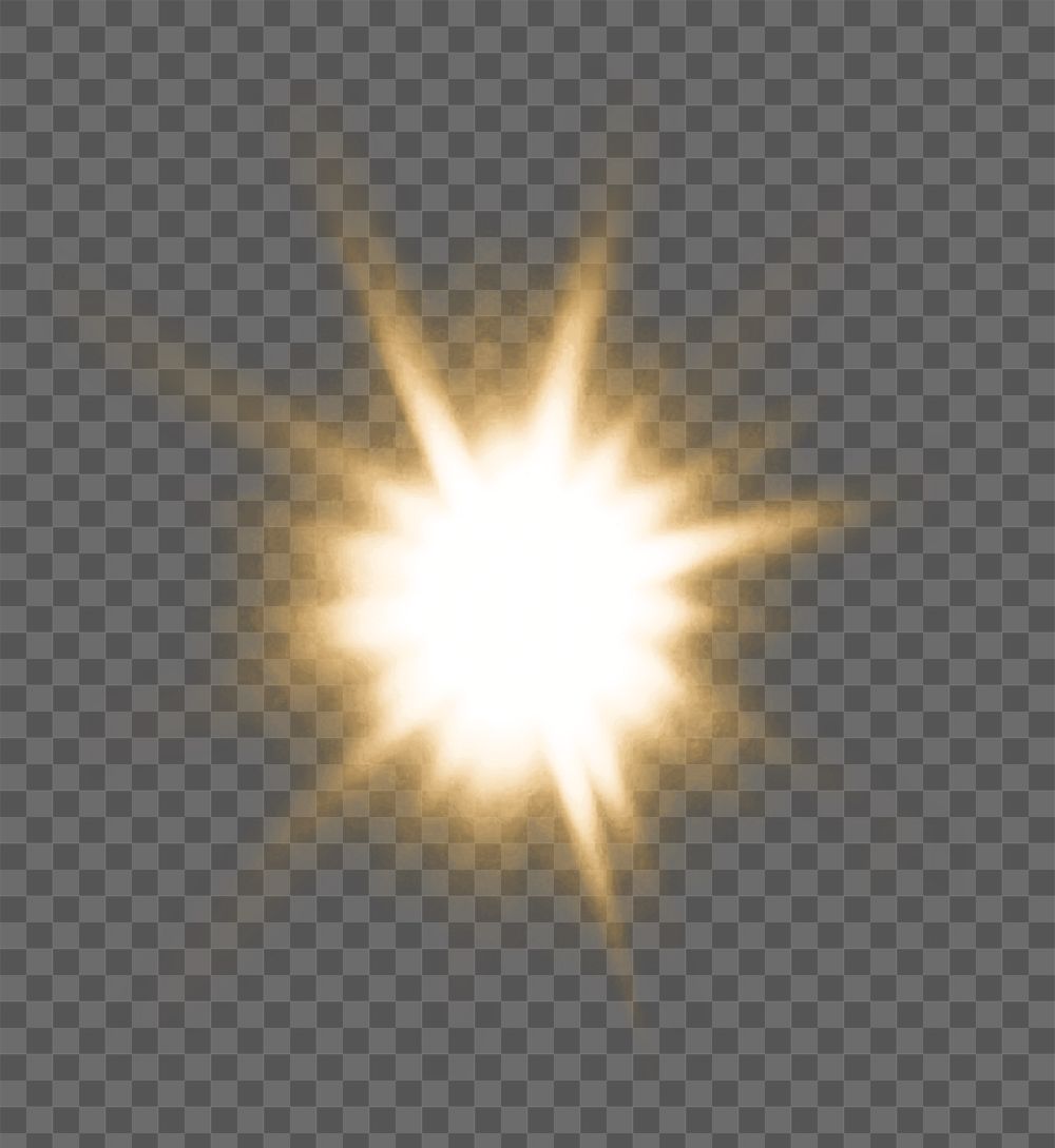 Sunburst png yellow light effect sticker, transparent background