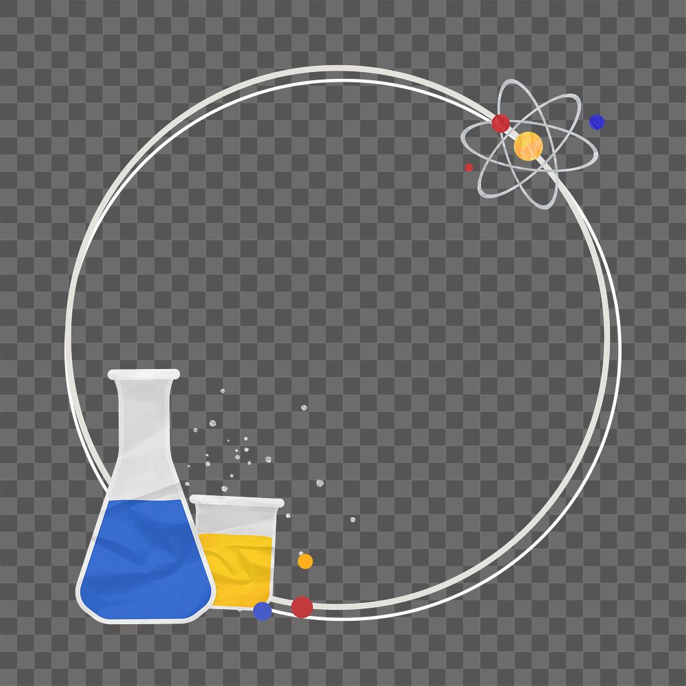 Science experiment circle frame png, transparent background