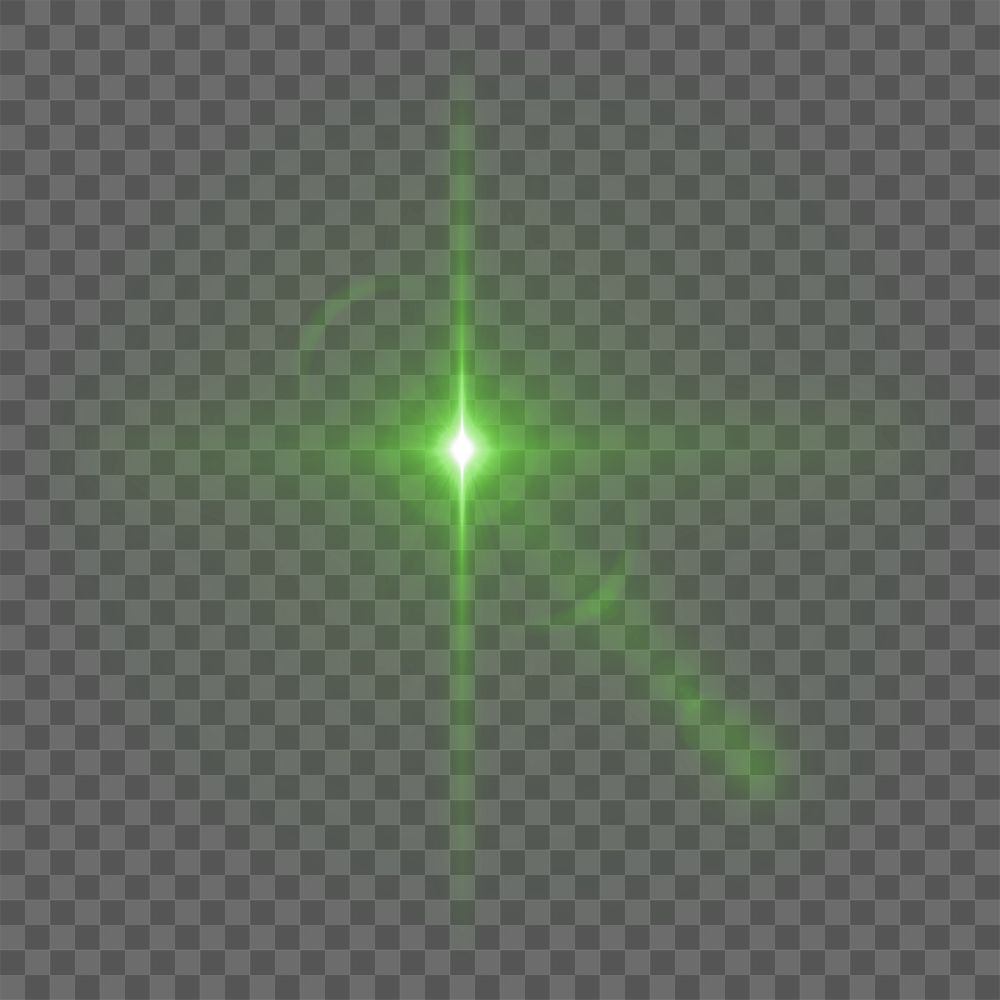 Sunburst png green light effect sticker, transparent background
