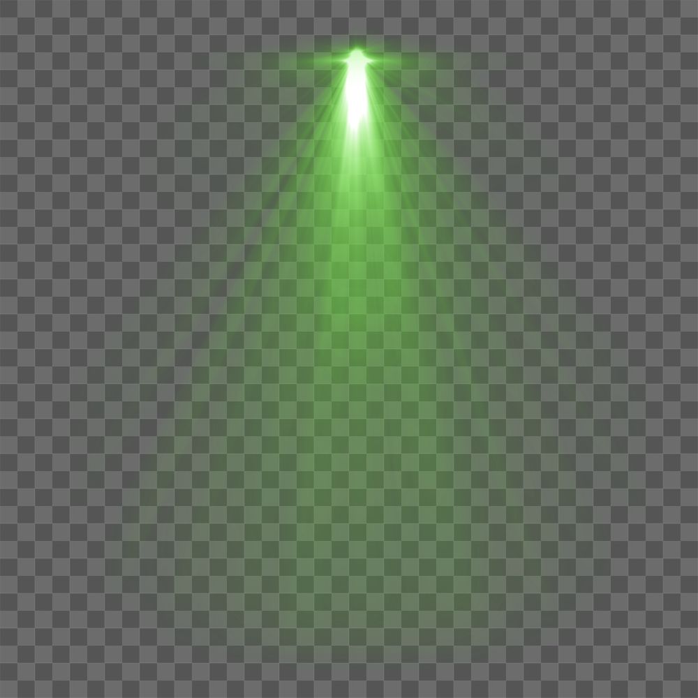 Ray lens flare png green light effect sticker, transparent background