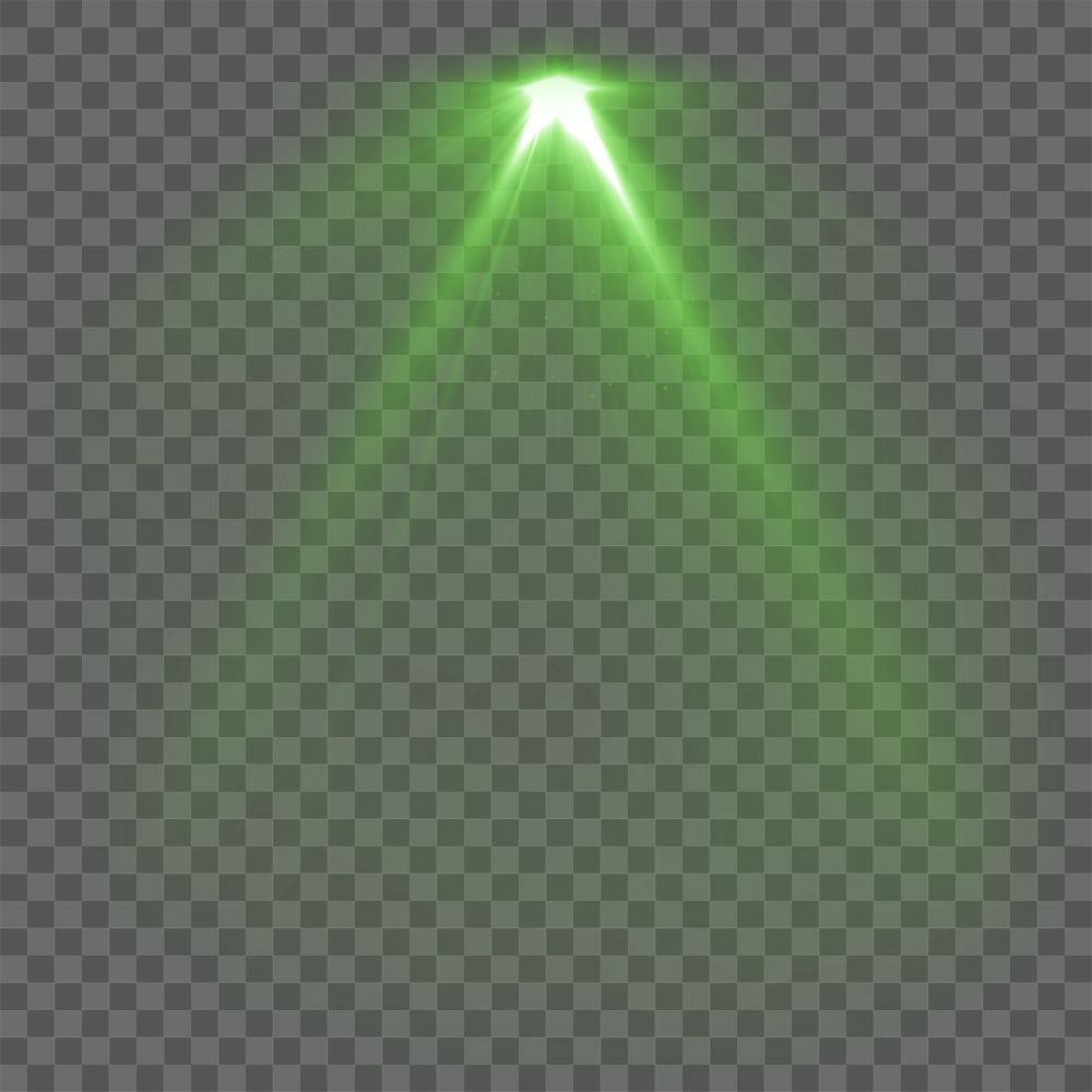 Ray lens flare png green light effect sticker, transparent background