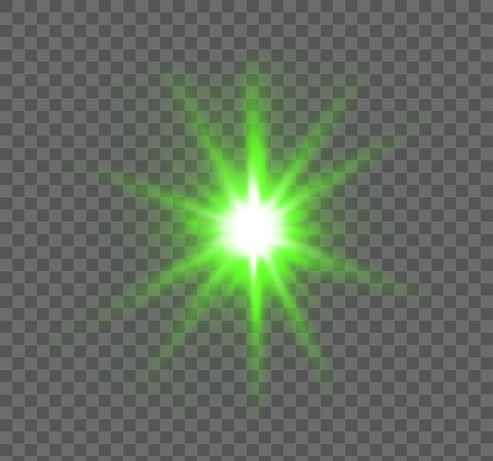 Sunburst png green light effect sticker, transparent background