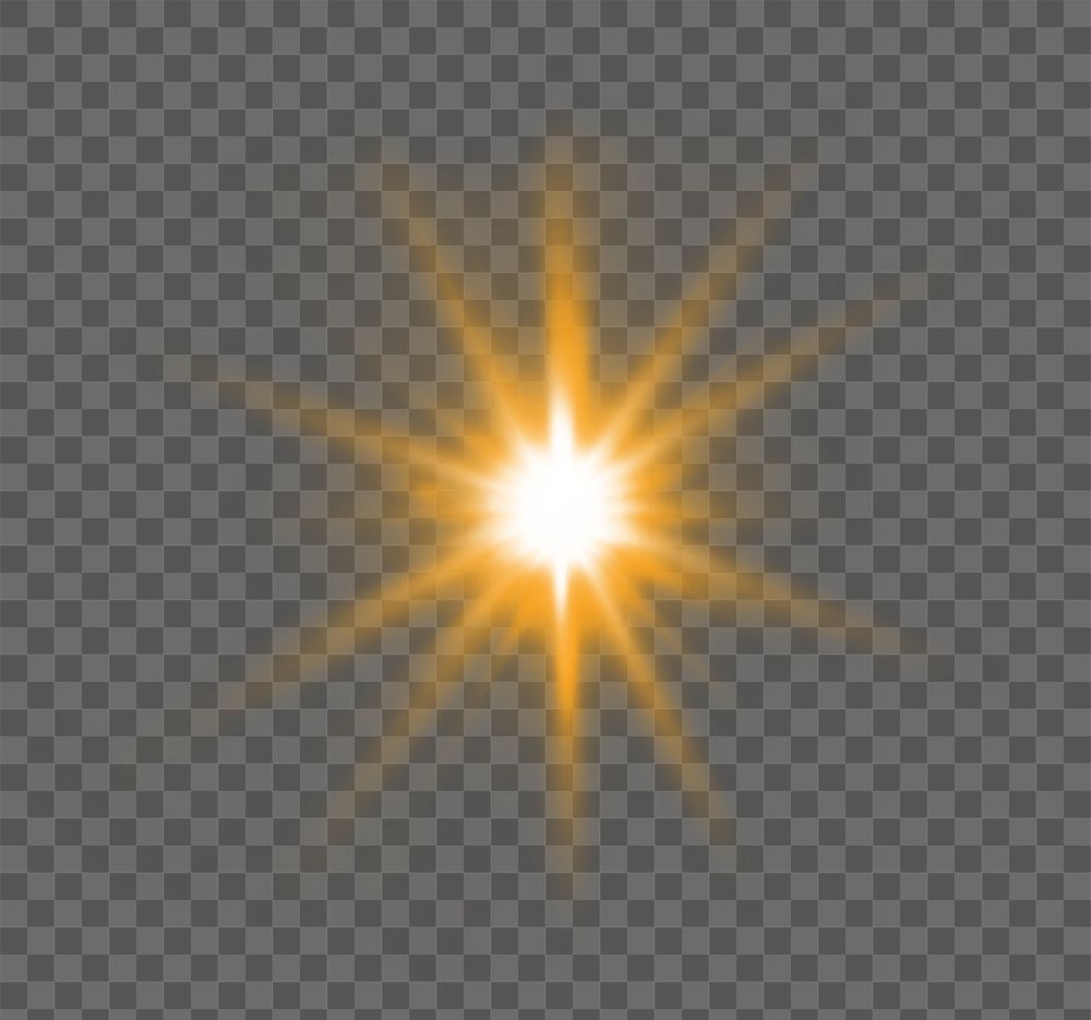 Sunburst png yellow light effect sticker, transparent background