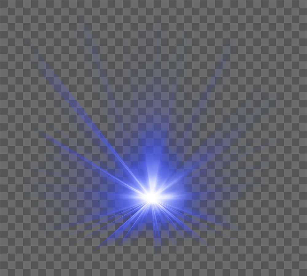 Sunburst png blue light effect sticker, transparent background