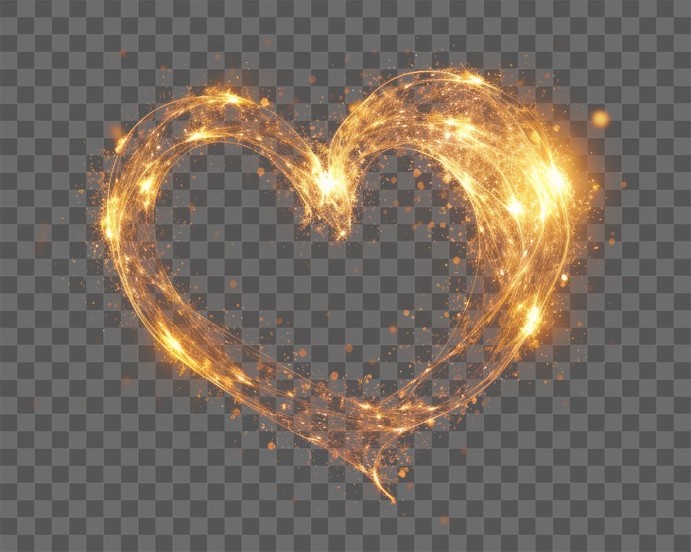 PNG A heartshape magic energy fireworks glowing light. .