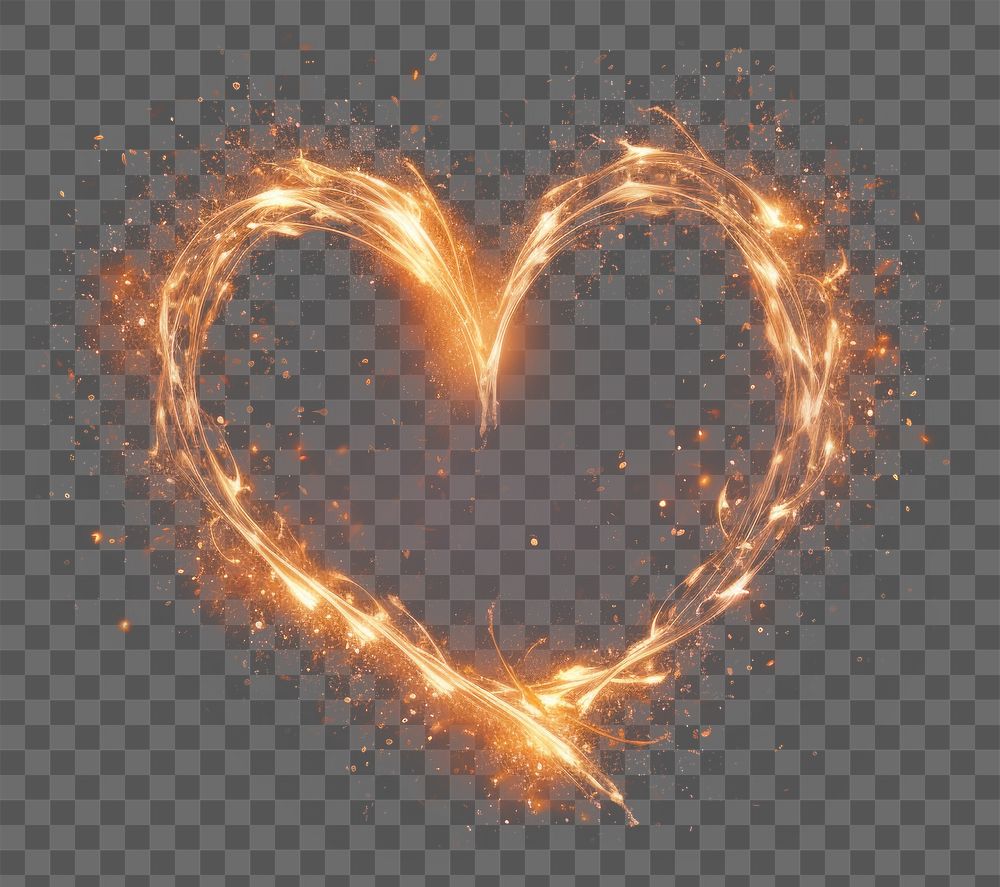 PNG A heartshape magic energy fireworks glowing night. AI generated Image by rawpixel.
