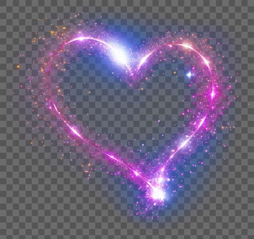 PNG A heartshape glowing nature night. AI generated Image by rawpixel.