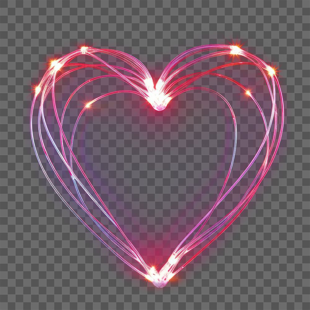 PNG A heartshape light painting glowing night neon. AI generated Image by rawpixel.