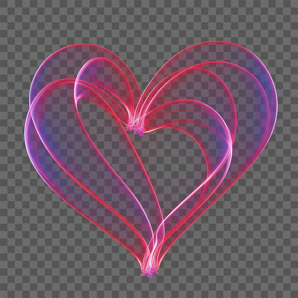 PNG A heartshape light painting neon pattern purple. AI generated Image by rawpixel.