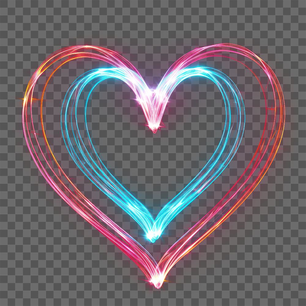 PNG A heartshape light painting neon night illuminated. AI generated Image by rawpixel.
