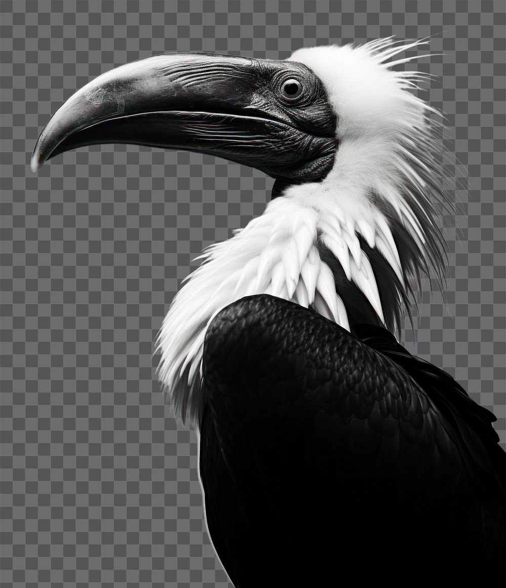 PNG A hornbill bird and the sky animal black white. AI generated Image by rawpixel.
