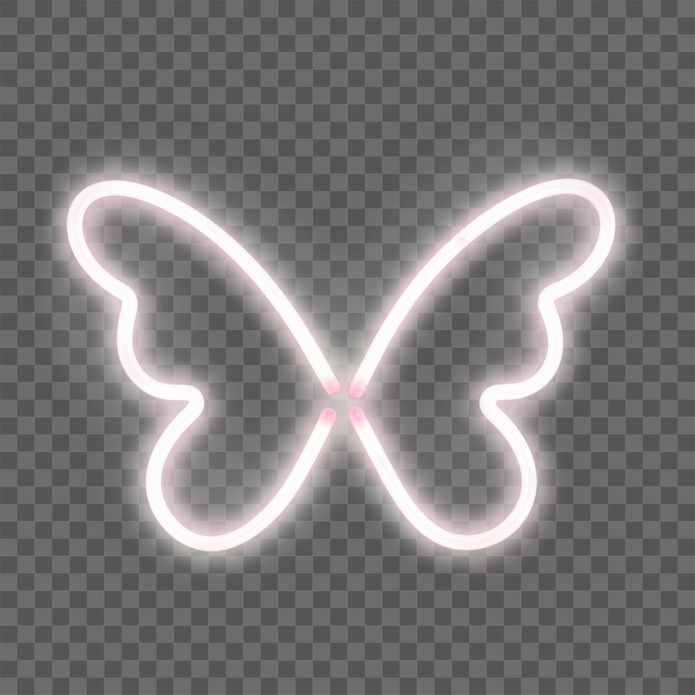 PNG Pastel neon butterfly light sign illuminated. AI generated Image by rawpixel.