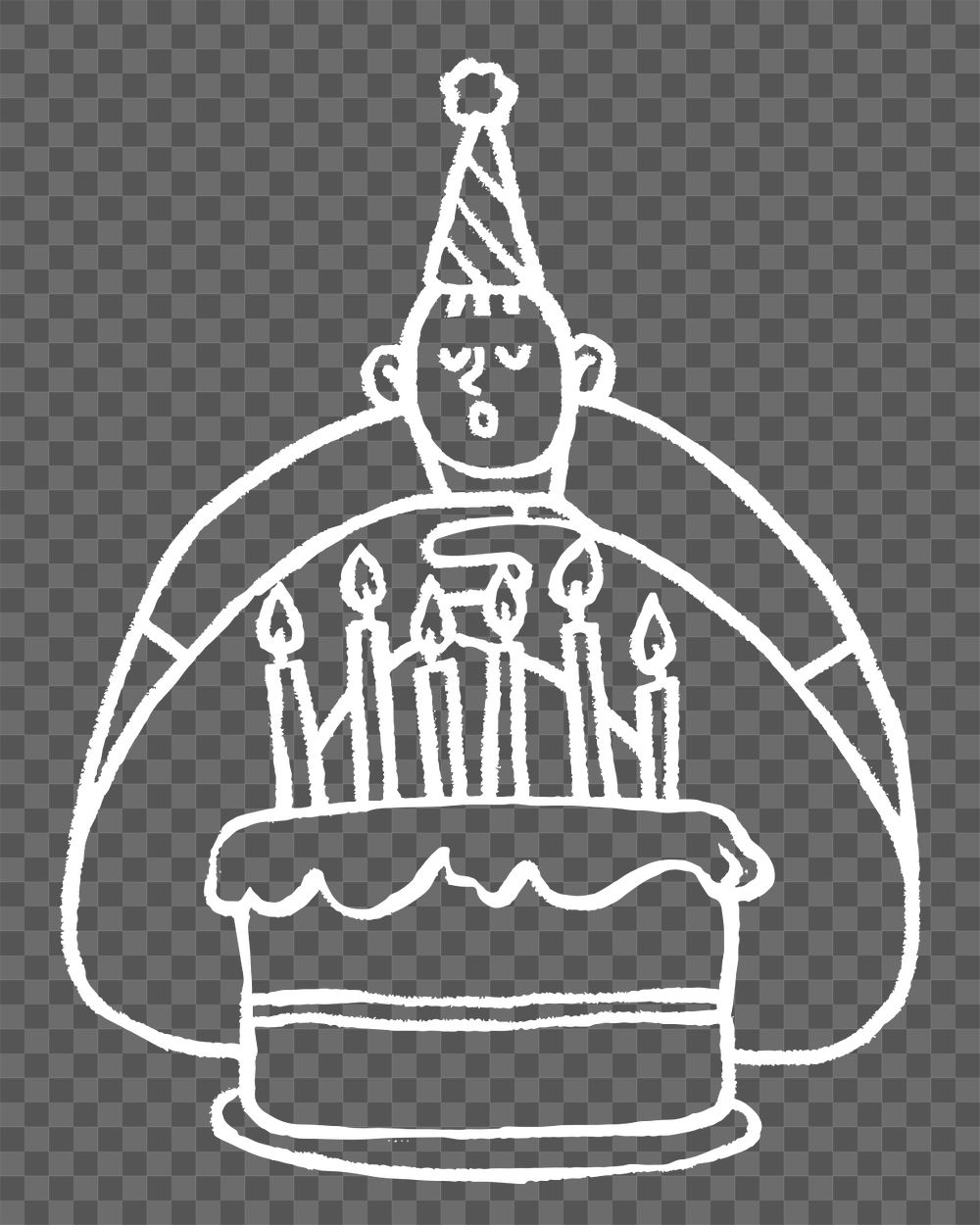 Man png blowing birthday candle sticker, transparent background