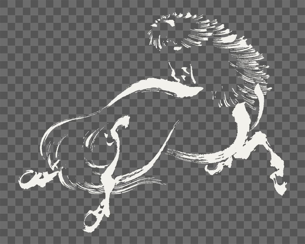 Japanese horse png sticker, transparent background.    Remastered by rawpixel. 